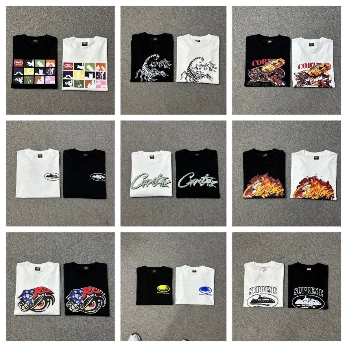 European and American printed short-sleeved street high street European and American style casual hip-hop Hong Kong trend short  